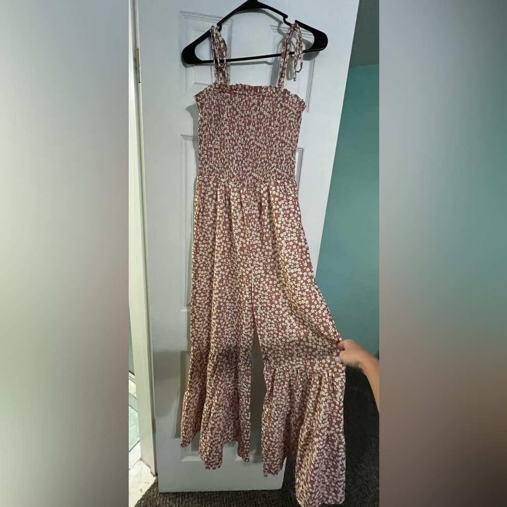Jumpsuit- adjustable tie shoulders